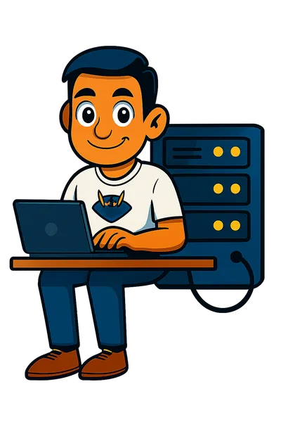 Ilustración institucional de Rock Hosting Plus mostrando servicios digitales